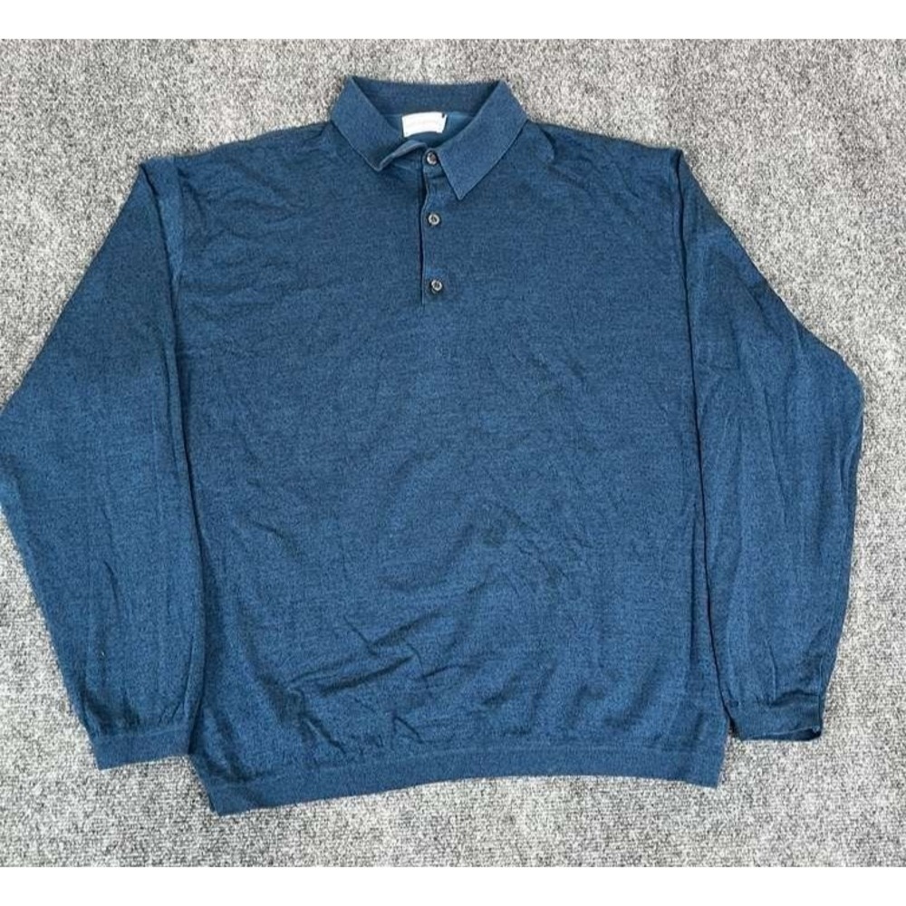 Maus Hoffman Men's Blue Cotton‎ Polyester Polo Knit Shirt Sweater XXL USA Made